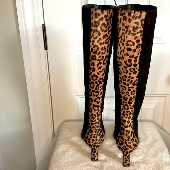 ALFANI BLACK LEATHER & CALF HAIR BOOTS - Picture 6 of 15